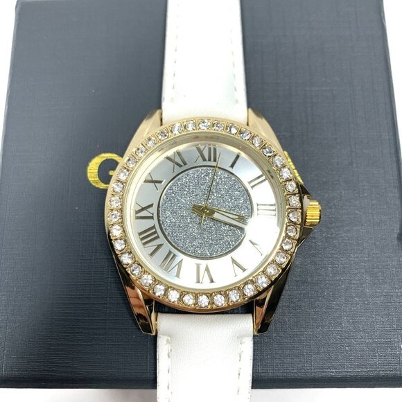 Kessaris KS1217 Crystal Studded Oversize Analog Watch Gold/White 9"L - Picture 5 of 9